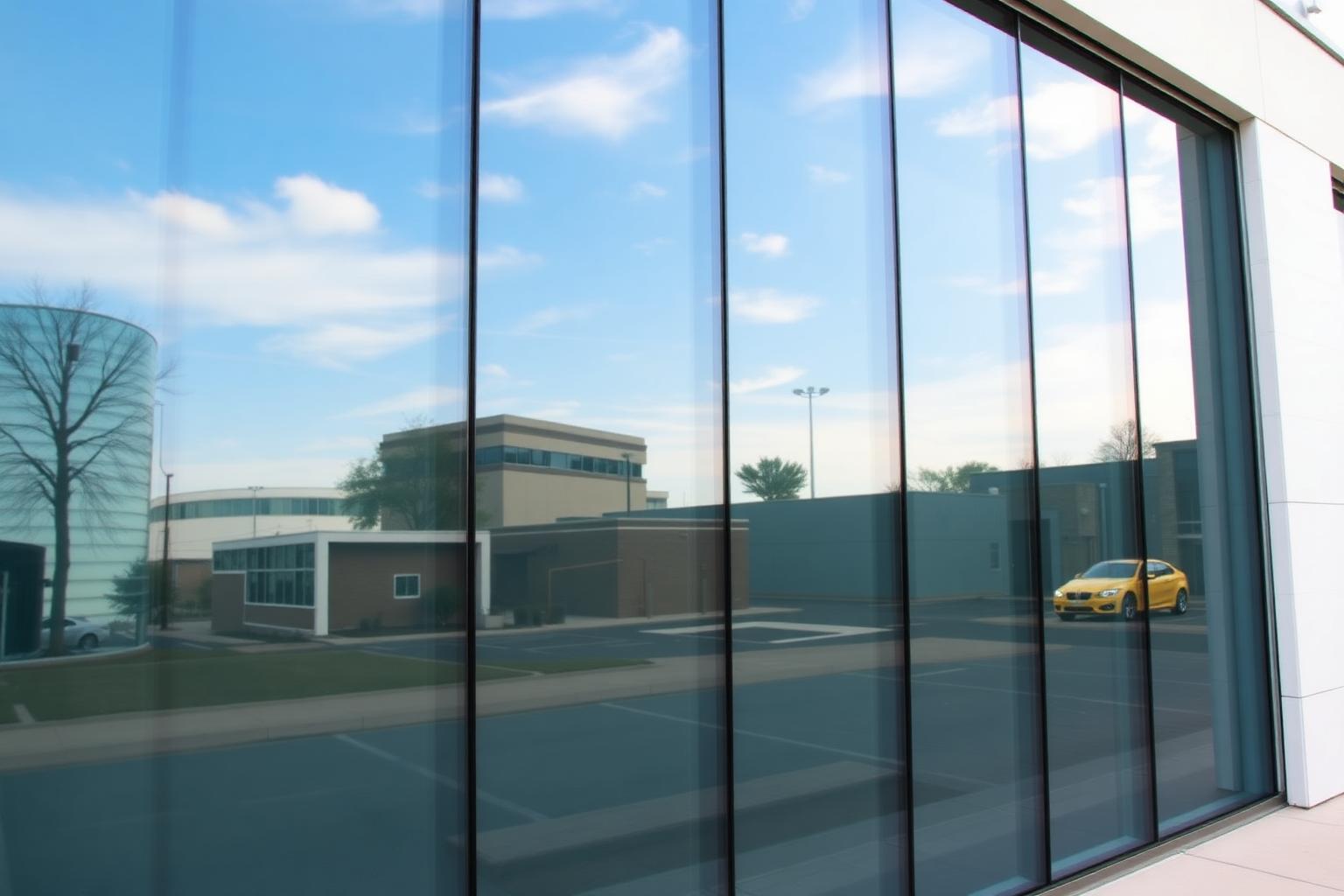 Commercial building with professional tinted glass facade