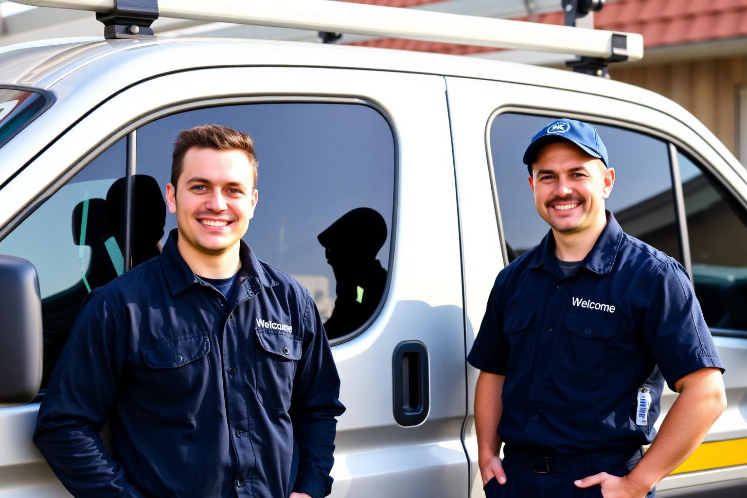 The Tintworks technicians smiling by their work van